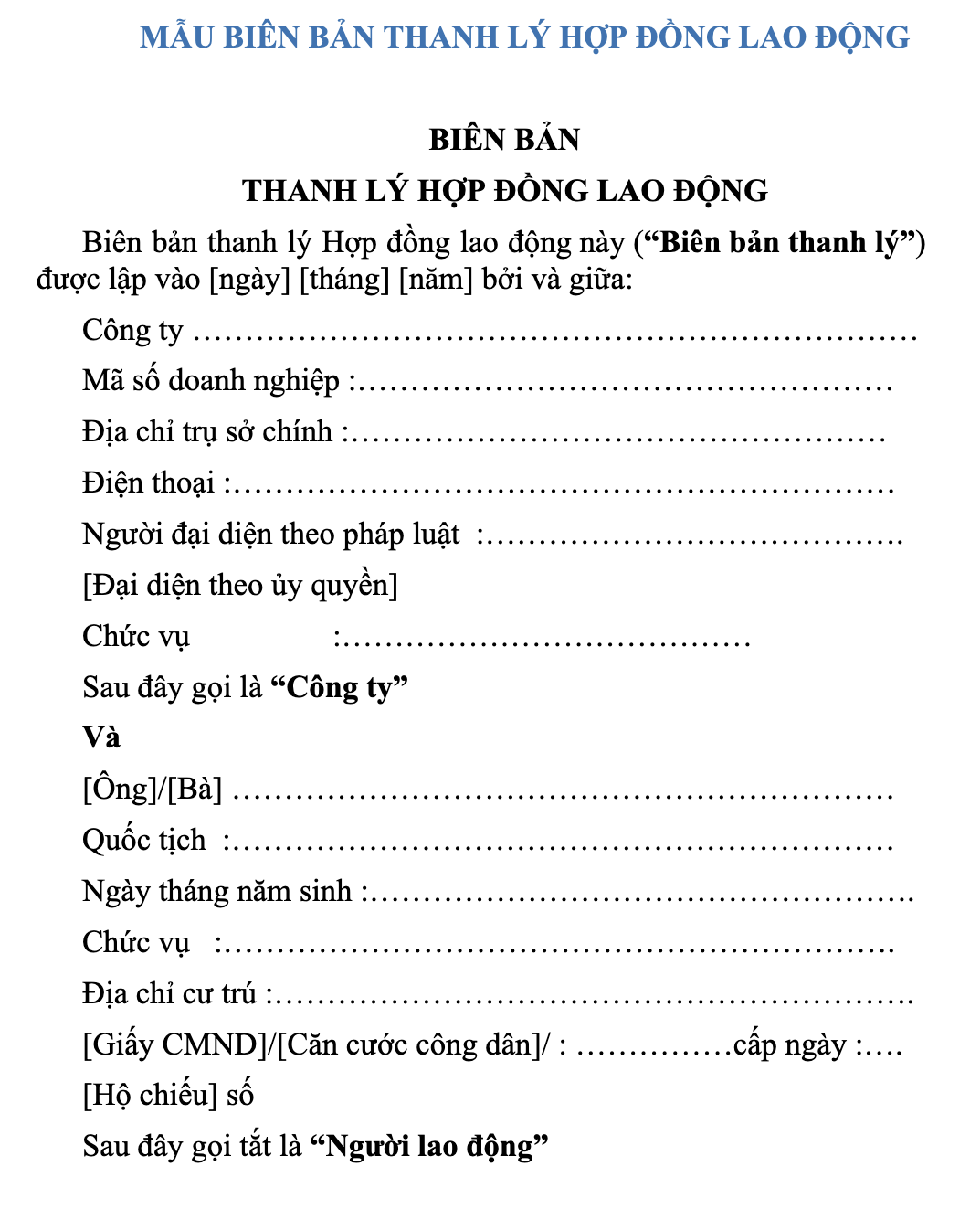 MẪU HỢP ĐỒNG THANH LÝ TÀI SẢN